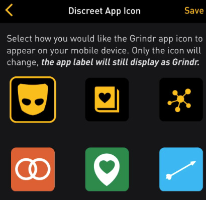 Grindr discreet app icon settings