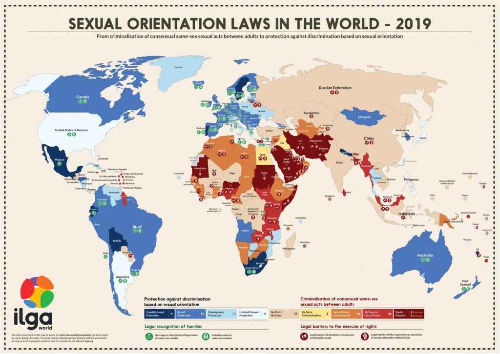 Map of SEXUAL ORIENTATION LAWS IN THE WORLD - 2019